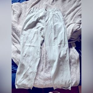Light sage green high waisted linen pants, size L.